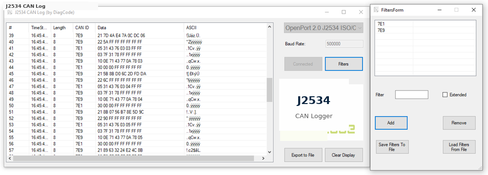 CAN filters configuration